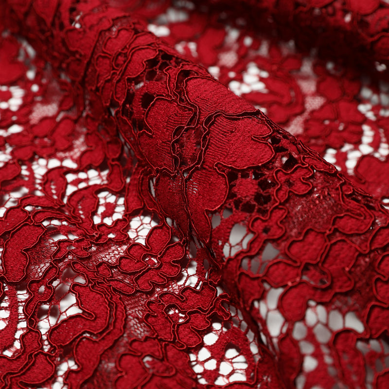 DENTELLE REBRODE' - BORDEAUX - coupe minimum ou multiples de 25 x 140 cm