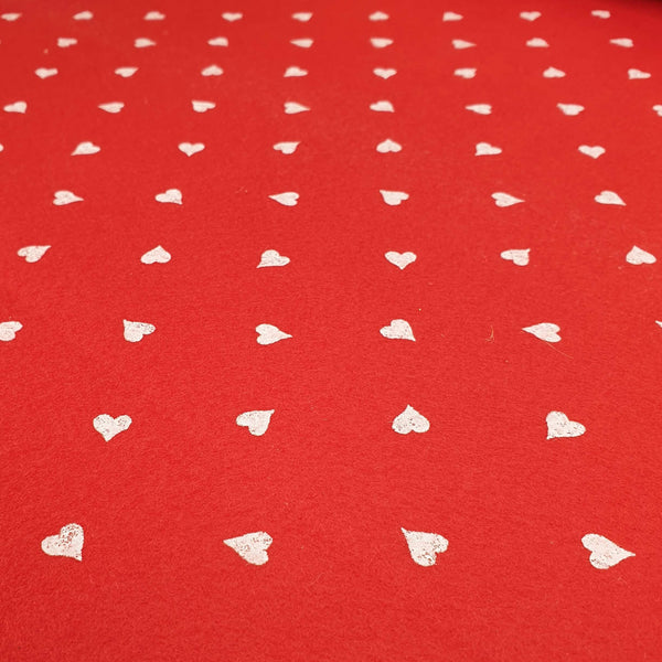 Pannolenci Stampato H 180 cm - ROSSO/CUORI PICCOLI BIANCHI