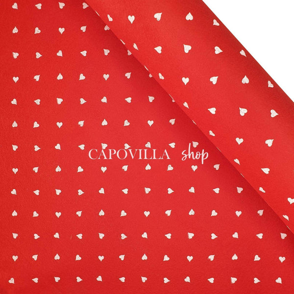 Pannolenci Stampato H 180 cm - ROSSO/CUORI PICCOLI BIANCHI
