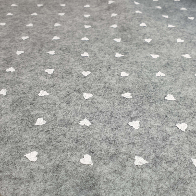 Pannolenci Stampato H 180 cm - GRIGIO MELANGE/CUORI PICCOLI BIANCHI