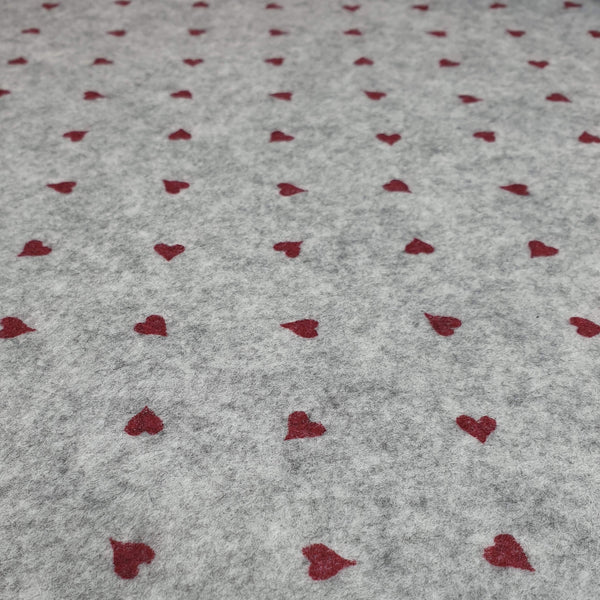 Pannolenci Stampato H 180 cm - GRIGIO MELANGE/CUORI PICCOLI BORDEAUX