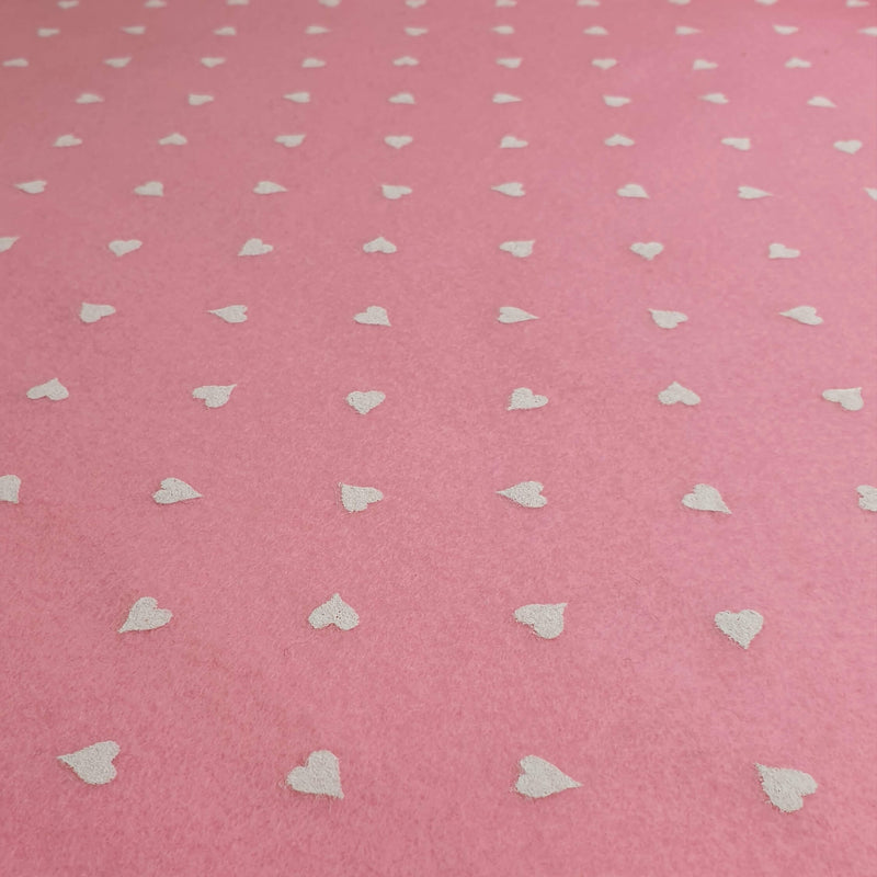 Pannolenci Stampato H 180 cm - ROSA/CUORI PICCOLI BIANCHI