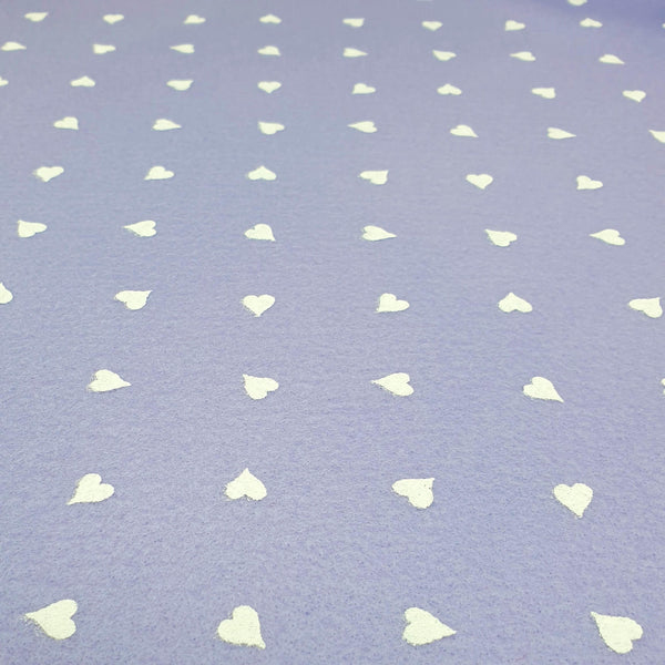 Pannolenci Stampato H 180 cm - LILLA/CUORI PICCOLI BIANCHI