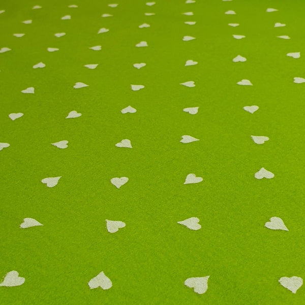 Pannolenci Stampato H 180 cm - VERDE MELA/CUORI PICCOLI BIANCHI
