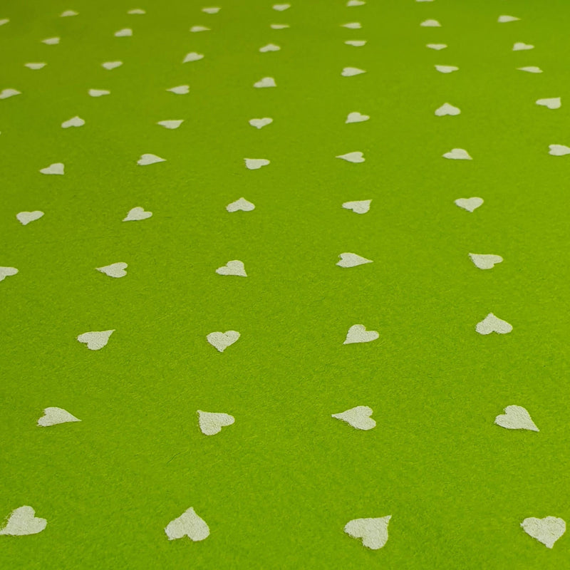 Pannolenci Stampato H 180 cm - VERDE MELA/CUORI PICCOLI BIANCHI