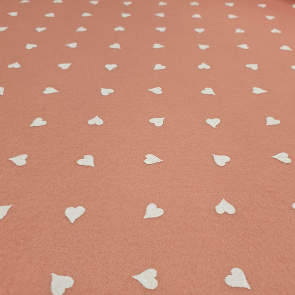 Pannolenci Stampato H 180 cm - ROSA ANTICO/CUORI PICCOLI BIANCHI
