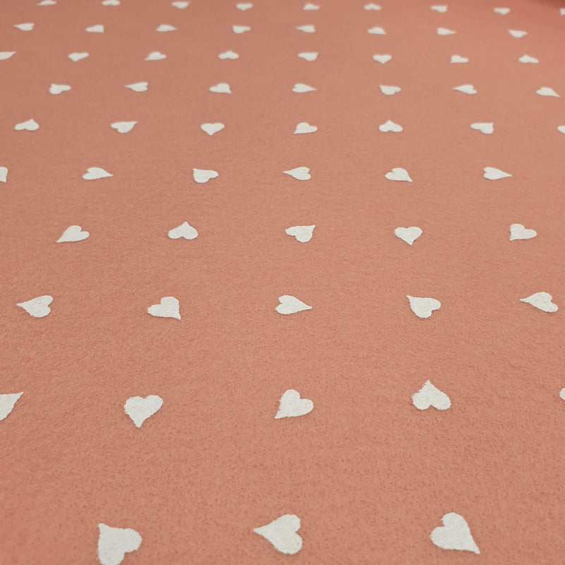 Pannolenci Stampato H 180 cm - ROSA ANTICO/CUORI PICCOLI BIANCHI