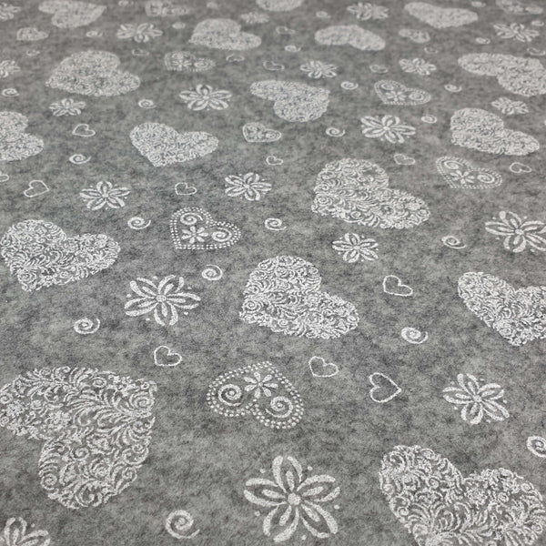Pannolenci Stampato H 180 cm - GRIGIO MELANGE/CUORI BIANCHI