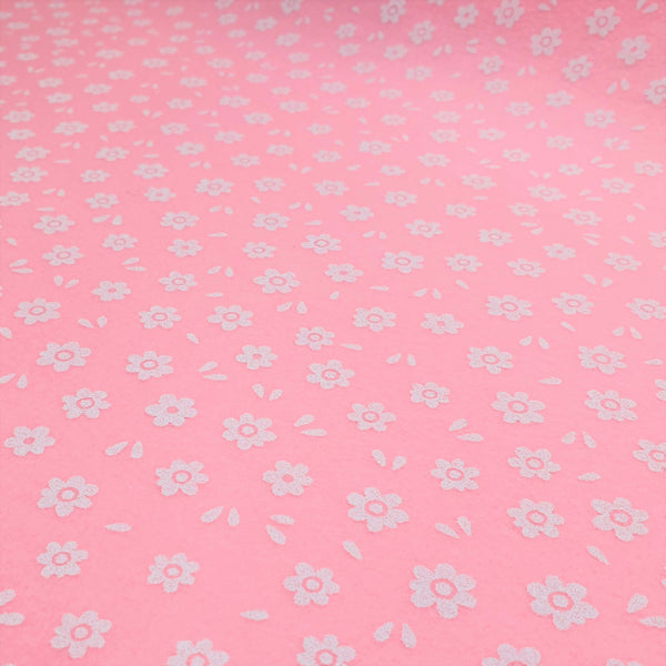 Pannolenci Stampato H 180 cm - ROSA/FIORI BIANCHI