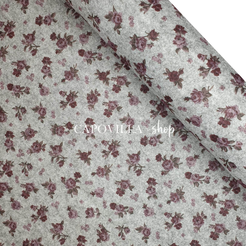 Pannolenci Stampato H 180 cm - GRIGIO MELANGE/FIORI VINTAGE VIOLETTO