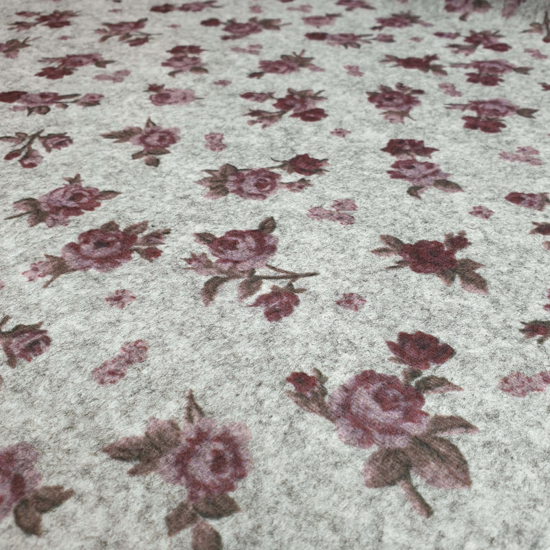 Pannolenci Stampato H 180 cm - GRIGIO MELANGE/FIORI VINTAGE VIOLETTO
