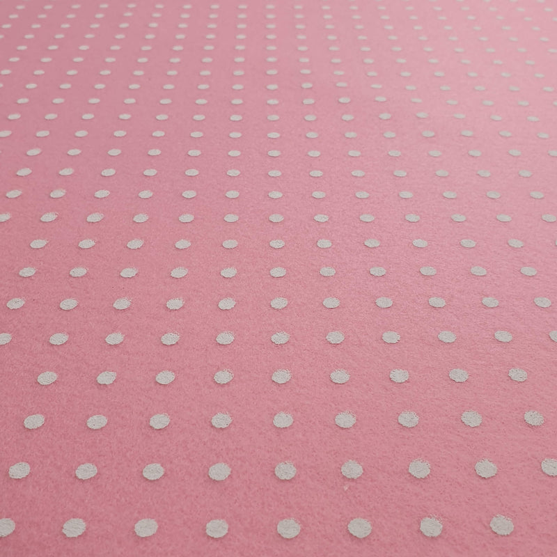 Bedruckte Pannolenci – ROSA/WEIßE POLKA PUNKTE – Mindestschnitt oder Vielfaches von 25 x 180 cm