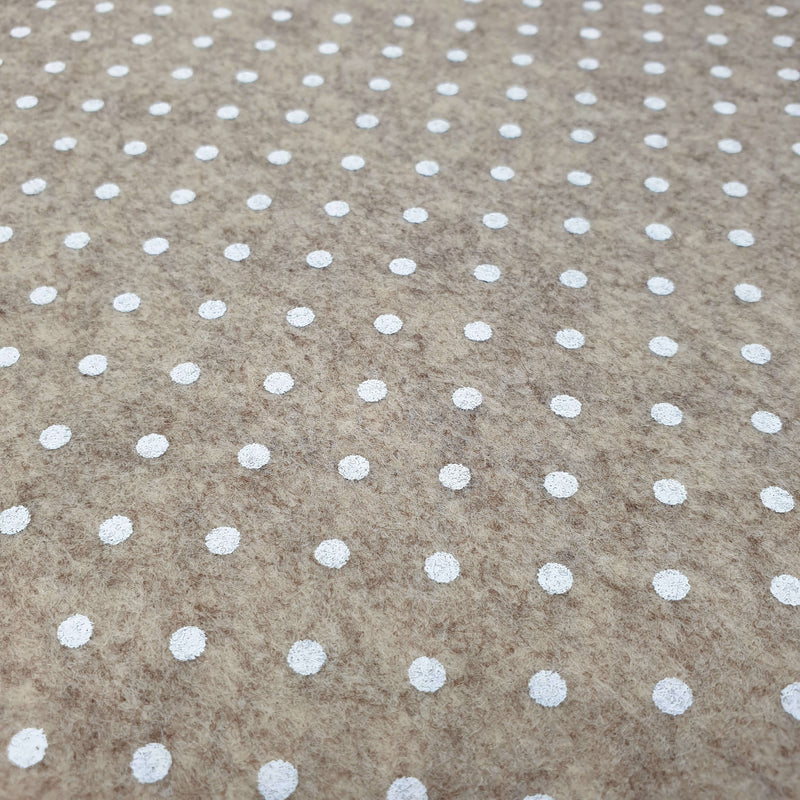 Bedruckte Pannolenci – CAMEL/WHITE POLKA DOTs – Mindestschnitt oder Vielfaches von 25 x 180 cm