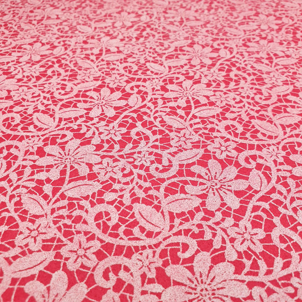 Bedruckte Pannolenci – Fuxia/weiße Spitze – Mindestmaß oder Vielfaches von 25 x 180 cm