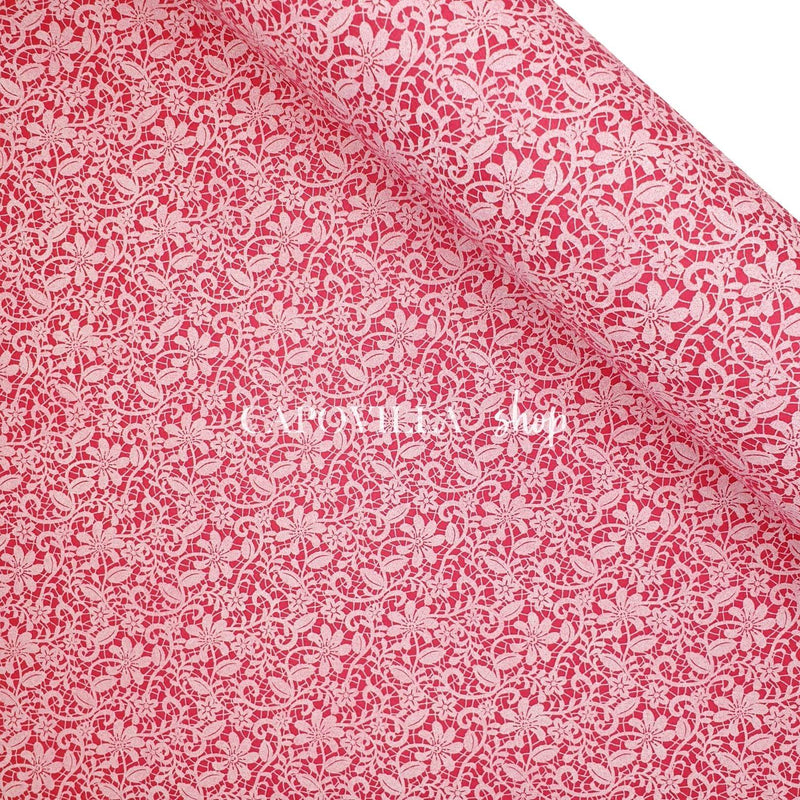 Bedruckte Pannolenci – Fuxia/weiße Spitze – Mindestmaß oder Vielfaches von 25 x 180 cm