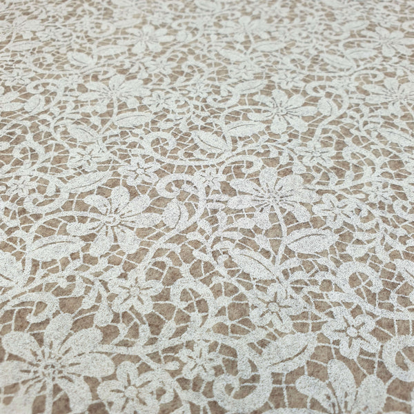 Pannolenci Bedruckt – Kamel/weiße Spitze – Mindestschnitt oder Vielfaches von 25 x 180 cm
