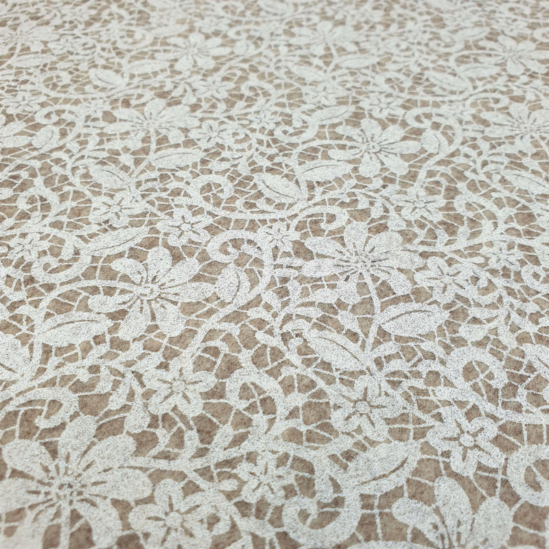 Pannolenci Bedruckt – Kamel/weiße Spitze – Mindestschnitt oder Vielfaches von 25 x 180 cm