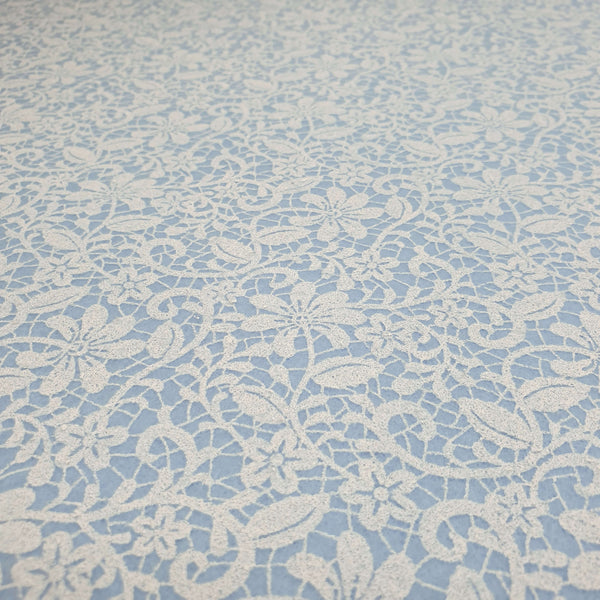 Bedruckte Pannolenci – Himmelblaue/weiße Spitze – Mindestmaß oder Vielfaches von 25 x 180 cm