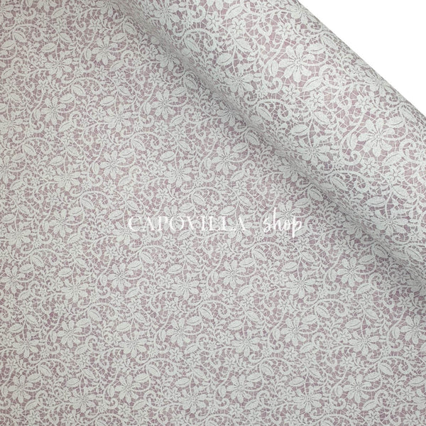 Bedruckte Pannolenci – Spitze in Violett/Weiß – Mindestmaß oder Vielfaches von 25 x 180 cm