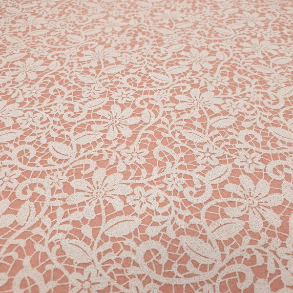 Pannolenci Bedruckt – Spitze in Antikrosa/Weiß – Mindestmaß oder Vielfaches von 25 x 180 cm