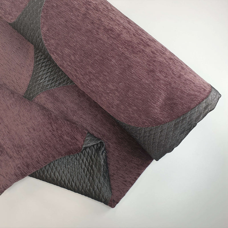 Trapuntino elasticizzato H 280 cm - CERCHI BORDEAUX/GRIGIO