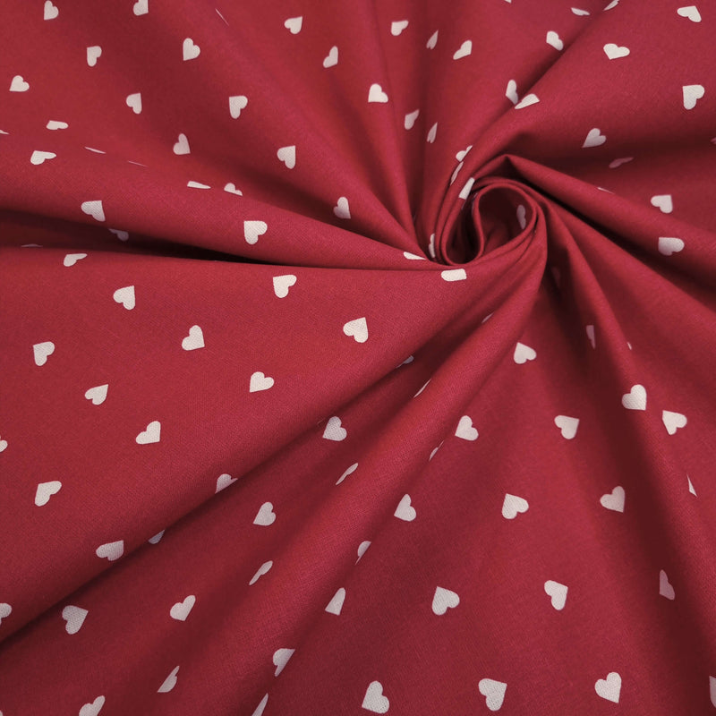 Tessuti Cotone H 140 cm - CUORICINI ROSSI