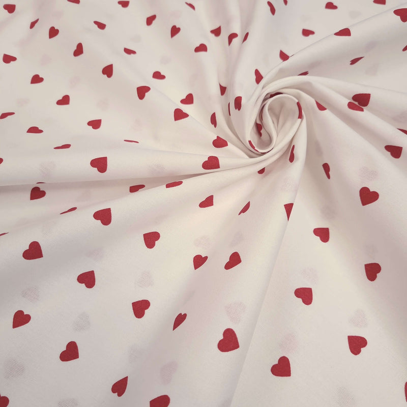 Tessuti Cotone H 140 cm - CUORICINI ROSSI