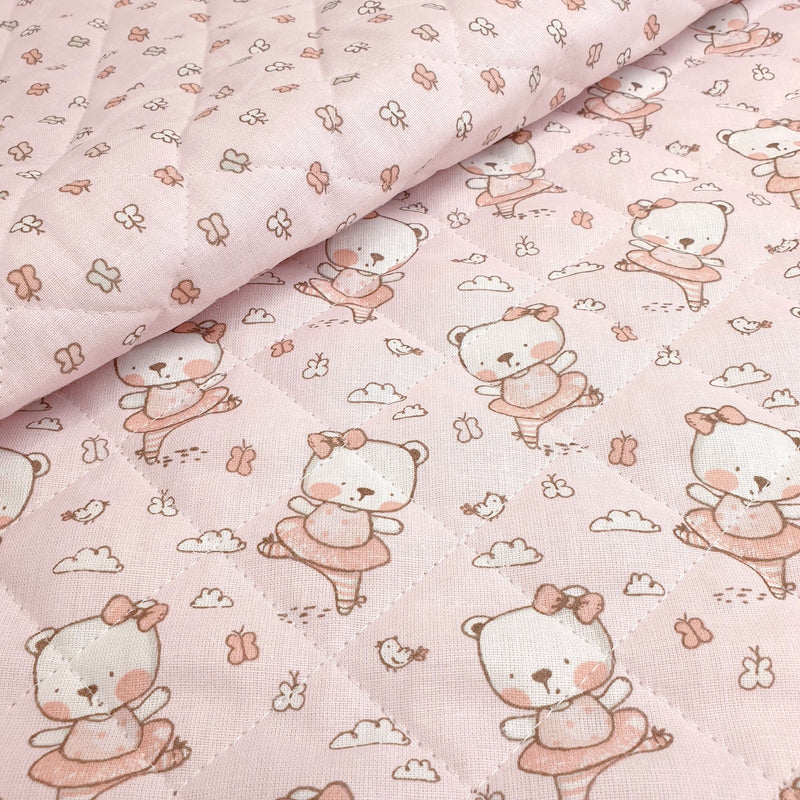 Trapuntato in tela di cotone double face H 140 cm - BALLERINE ROSA