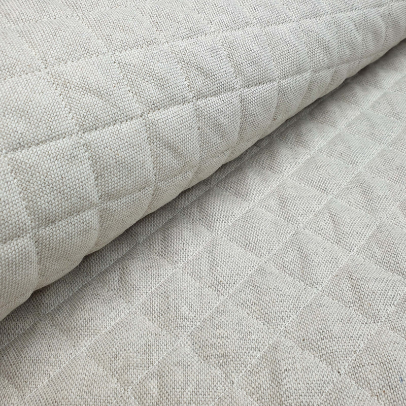 Matelassé en coton mélangé double face H 140 cm - RAW MEDIUM CHECK