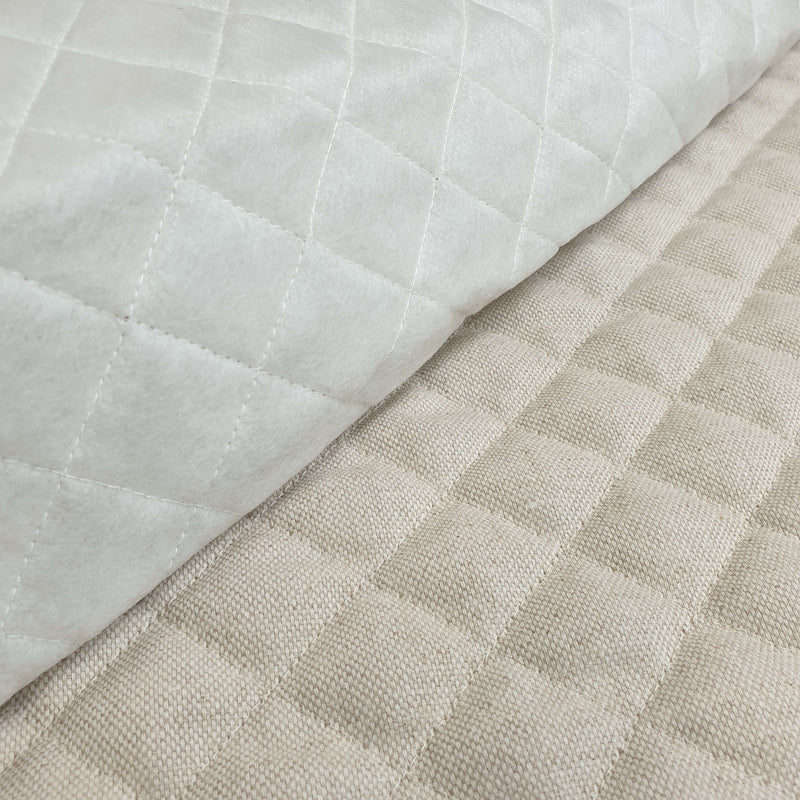 Trapuntato in misto cotone H 140 cm - GREZZO QUADRO MEDIO/BEIGE
