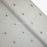 Tessuto misto lino H 175 cm - CUORI ROSSI/LUREX FONDO BIANCO