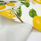 Bügelfreier Stoff ZITRONEN UND BLUMEN – H 160 cm